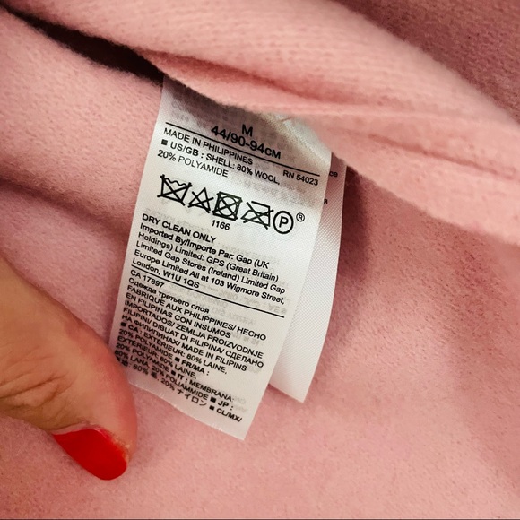 BANANA REPUBLIC Light Pink Long Peacoat Italian Fabric Size Medium - Picture 14 of 15